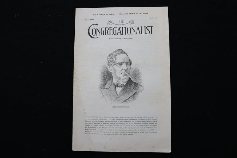 1895 MARCH 28 THE CONGREGATIONALIST MAGAZINE - SAMUEL FRANCIS SMITH - K 2332