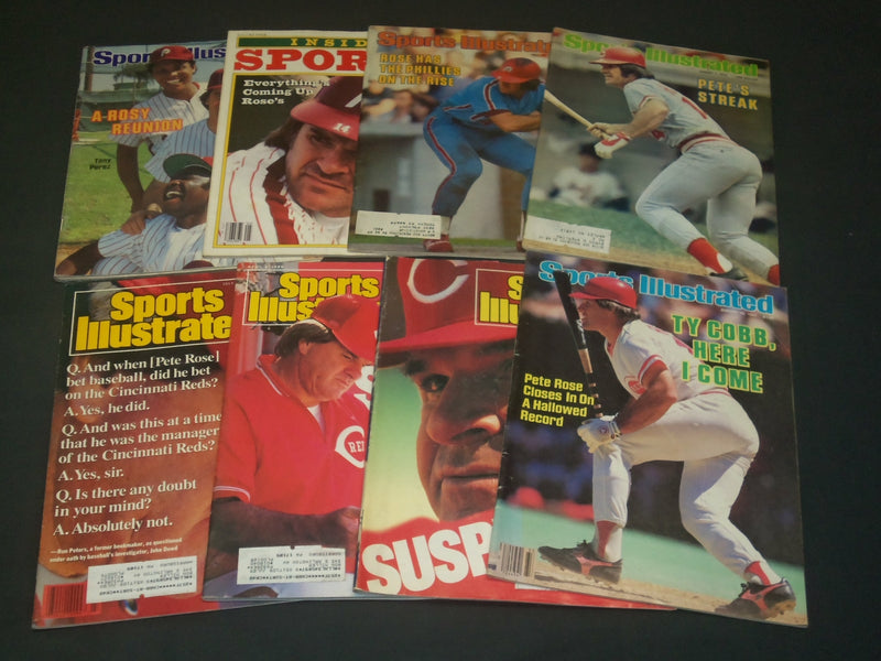 1978-1989 PETE ROSE ASSORTED SPORTS MAGAZINES LOT OF 8 ISSUES - O 2749