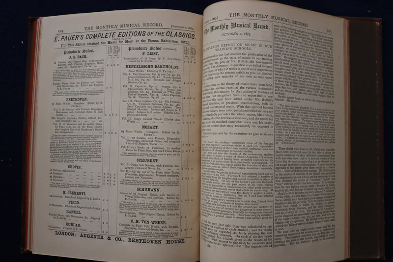 1872-1873 THE MONTHLY MUSICAL RECORD BOUND VOLUMES II & III - KD 9552