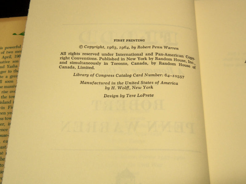 1964 FLOOD HARDCOVER BOOK SIGNED BY ROBERT PENN WARREN - KD 7735