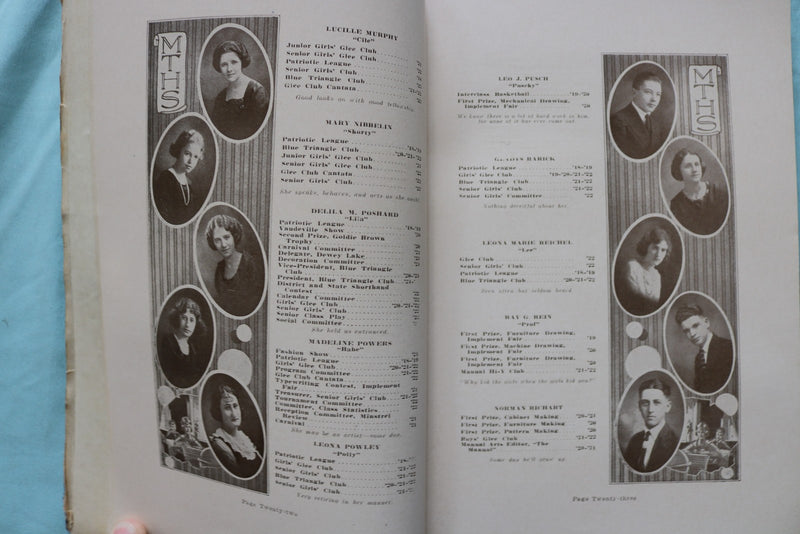 1920-1922 THE MANUAL-TRAINING H.S. PEORIA YEARBOOKS- LOT OF 2- SOFTCOVER- K 3346