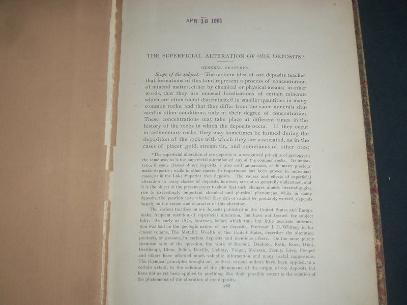 1894 THE SUPERFICIAL ALTERATION OF ORE DEPOSITS - J 4885