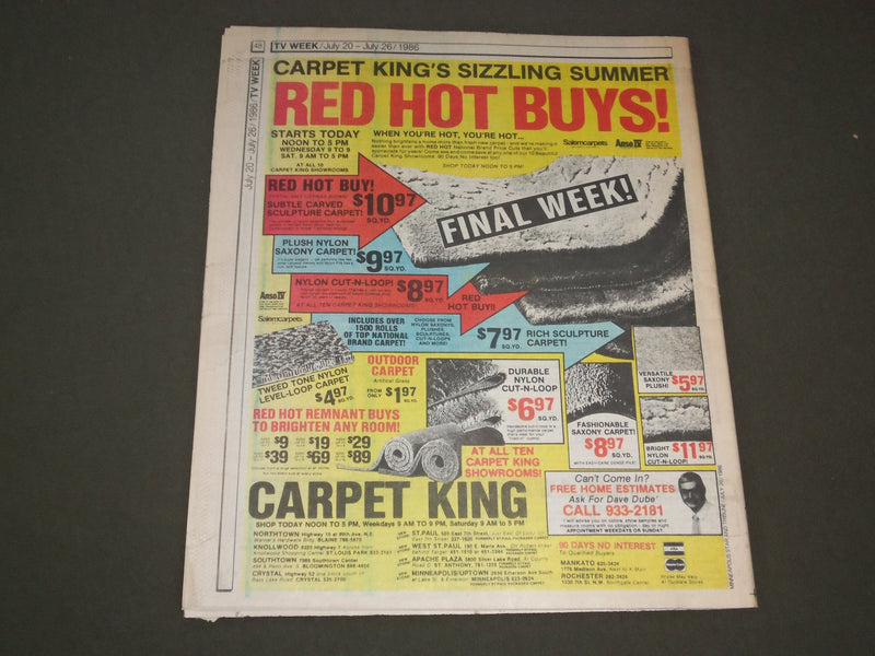 1986 JULY 20-26 MINNEAPOLIS STAR AND TRIBUNE MAGAZINE - TOM SELLECK - SP 9788