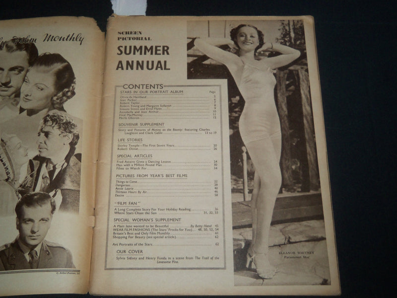 1936 SCREEN PICTORIAL SUMMER ANNUAL MAGAZINE - PUB. IN U. K - J 4178