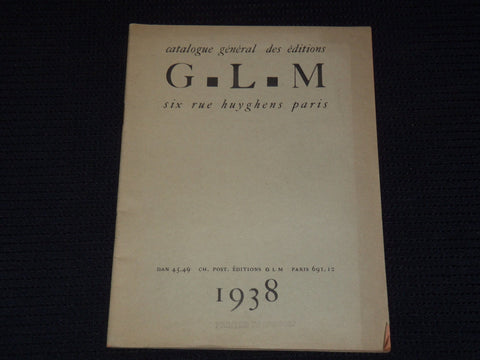1938 CATALOGUE GENERAL DES EDITIONS G. L. M. - PARIS - FRENCH - J 7964