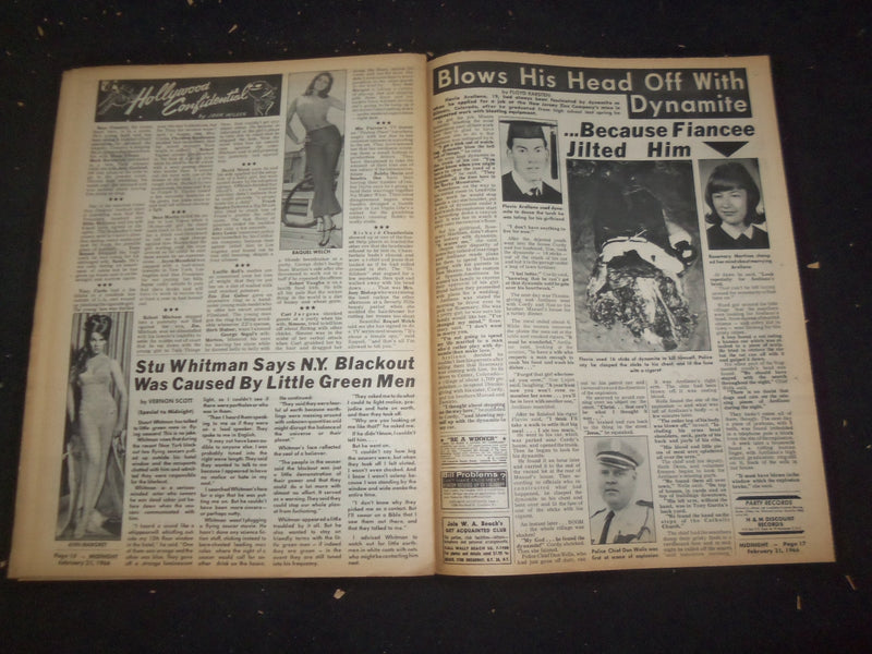1966 FEBRUARY 21 MIDNIGHT NEWSPAPER - BOY IS HALF ANIMAL HALF HUMAN - NP 7359