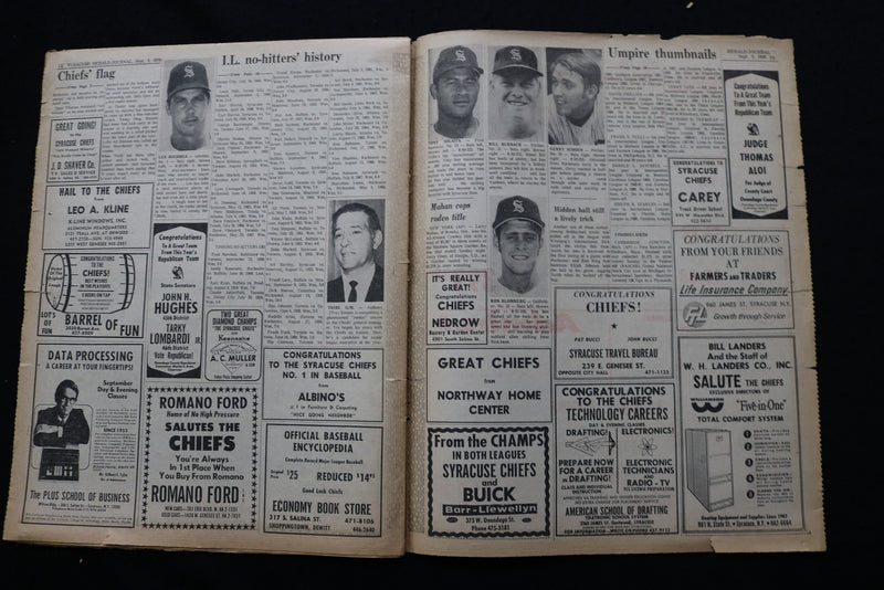 1970 SEPTEMBER 3 SYRACUSE HERALD-JOURNAL NEWSPAPER SPORTS SECTION - NP 8929