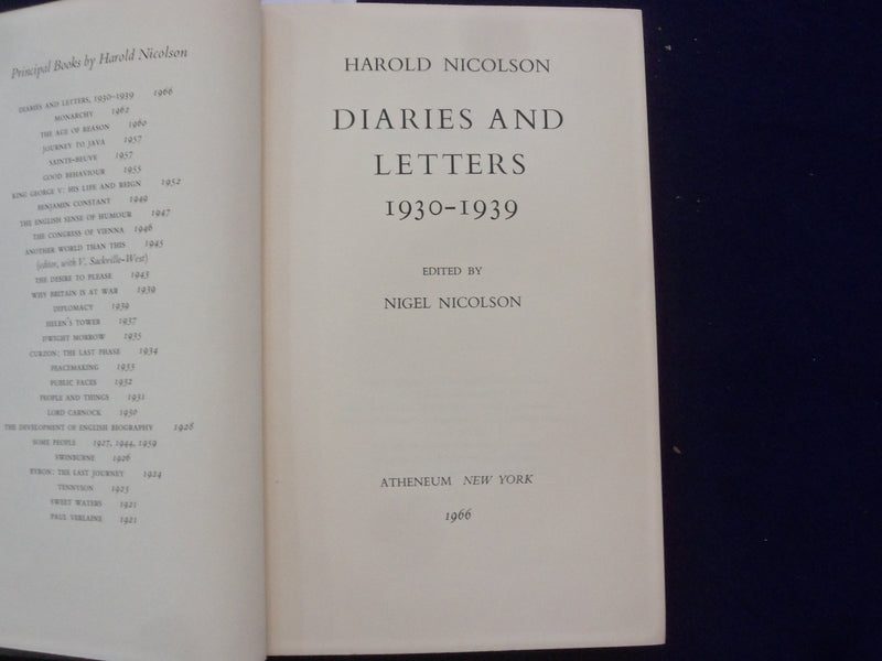 1966-68 HAROLD NICOLSON DIARIES AND LETTERS HARDCOVER BOOKS - LOT OF 3 - KD 8823