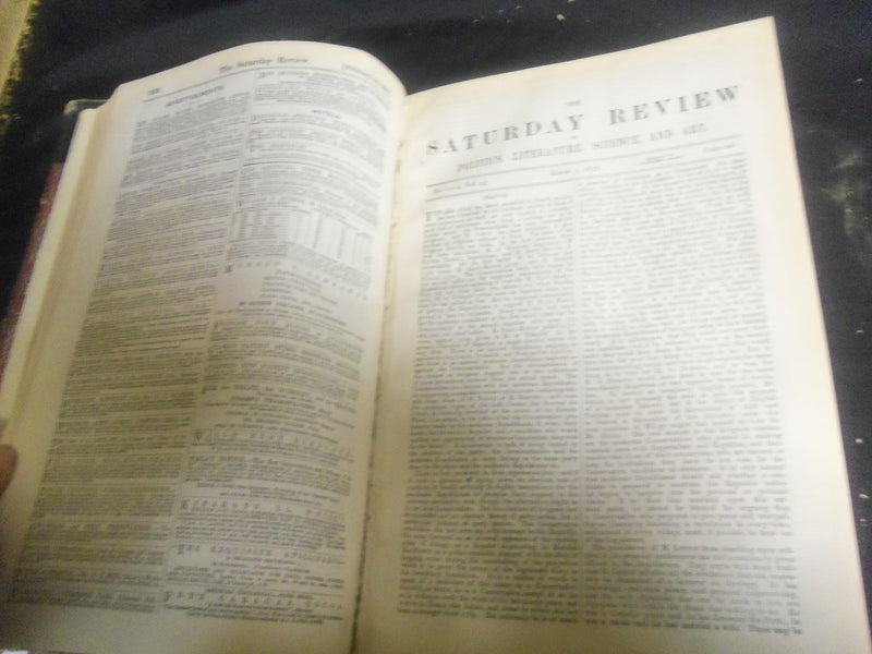1877 SATURDAY REVIEW 2 BOUND VOLUMES - COMPLETE YR- PUBLISHED IN LONDON - R 1074