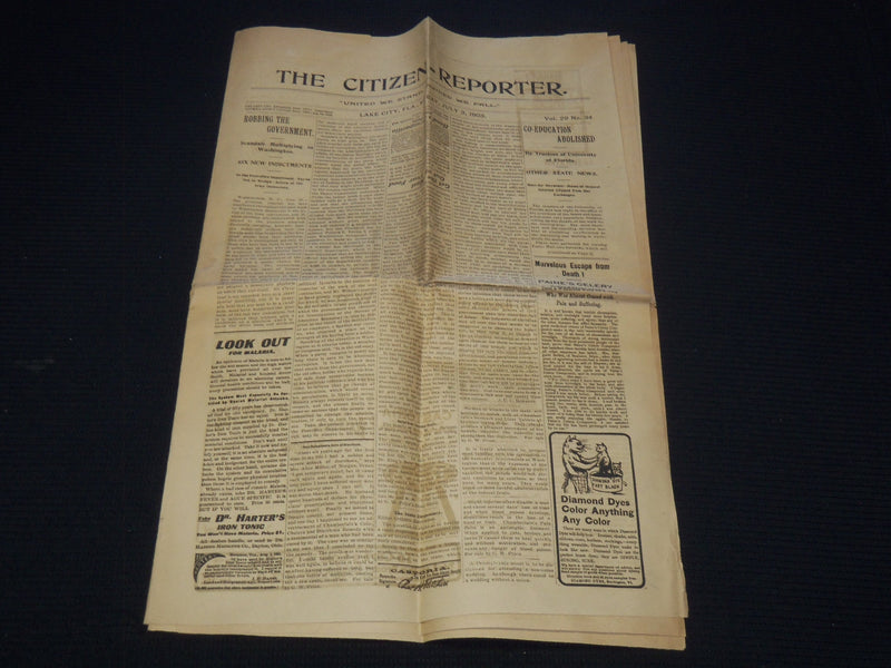 1903 JULY 3 THE CITIZEN REPORTER NEWSPAPER - LAKE CITY FLORIDA - NP 8957