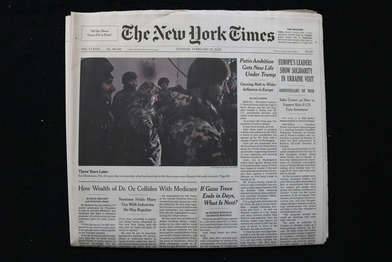 2025 FEBRUARY 25 NEW YORK TIMES - PUTIN AMBITION GETS NEW LIFE UNDER TRUMP