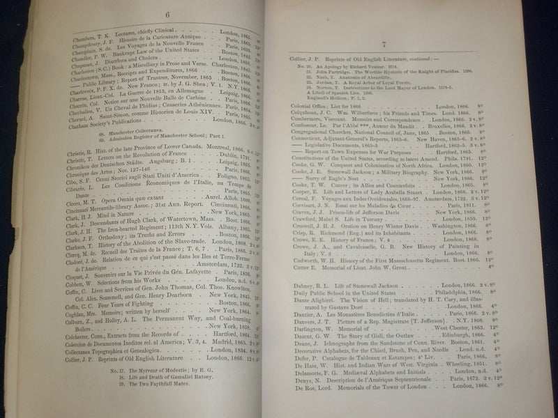 1866 LIST OF BOOKS ADDED TO THE LIBRARY OF THE BOSTON ATHENAEUM - J 4467