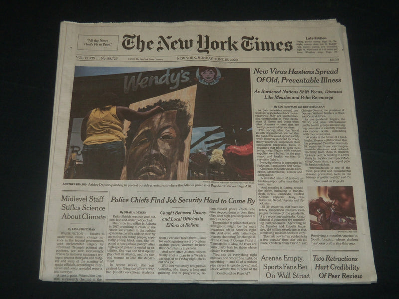 2020 JUNE 15 NEW YORK TIMES - NEW VIRUS HASTENS SPREAD OLD, PREVENTABLE ILLNESS