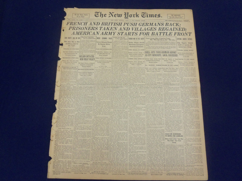 1918 APRIL 1 NEW YORK TIMES -AMERICAN ARMY STARTS FOR BATTLEFRONT - NT 8198
