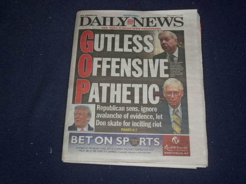 2021 FEBRUARY 14 NEW YORK DAILY NEWS NEWSPAPER - TRUMP ACQUITED OF INCITING RIOT