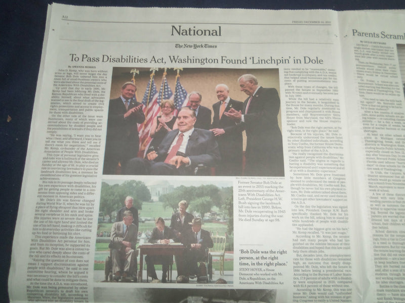 2021 DECEMBER 10 NEW YORK TIMES - BOB DOLE'S BODY LAYS IN STATE AT U.S. CAPITOL