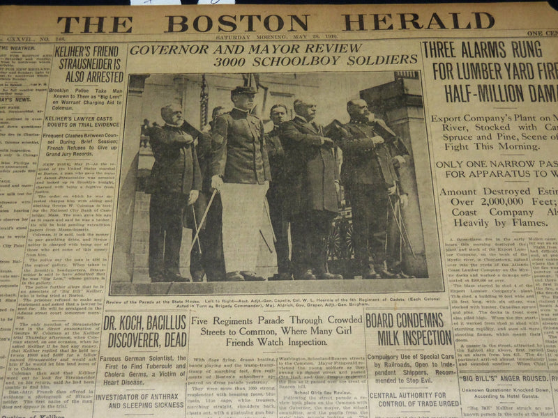 1910 MAY 28 THE BOSTON HERALD - DR. KOCHM BACILLUS DISCOVERER DEAD - BH 333