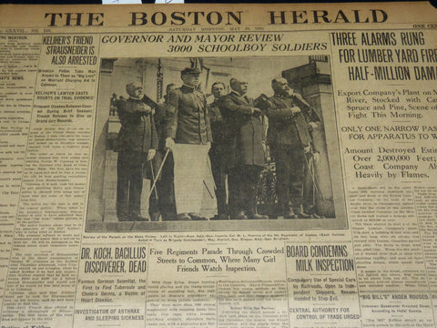 1910 MAY 28 THE BOSTON HERALD - DR. KOCHM BACILLUS DISCOVERER DEAD - BH 333