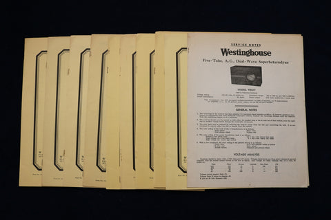 1950'S WESTINGHOUSE RADIO SERVICE NOTES - LOT OF 10 - K 762