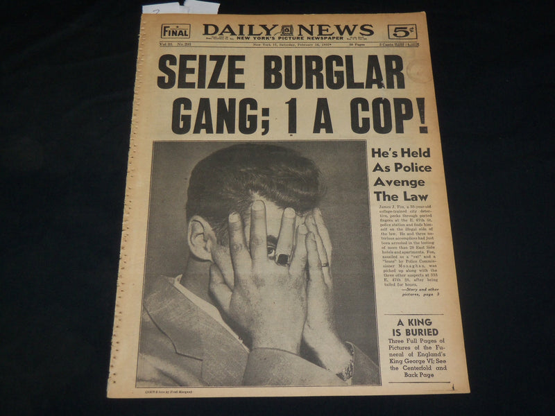 1952 FEBRUARY 16 NEW YORK DAILY NEWS - KING GEORGE VI BURIED - NP 5393
