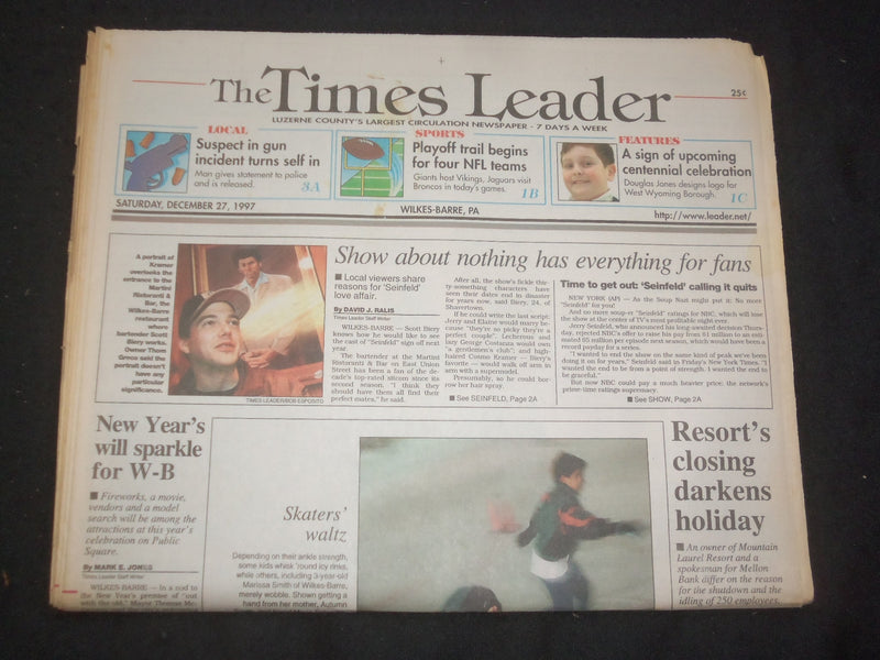 1997 DEC 27 WILKES-BARRE TIMES LEADER - MOUNTAIN LAUREL RESORT CLOSING - NP 7733