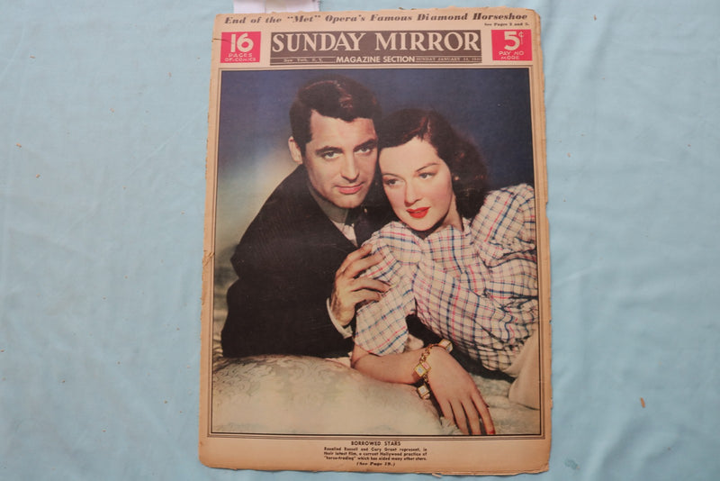 1940 JAN 14 SUNDAY MIRROR NEWSPAPER MAGAZINE SECTION - GRANT - RUSSELL - NP 9103