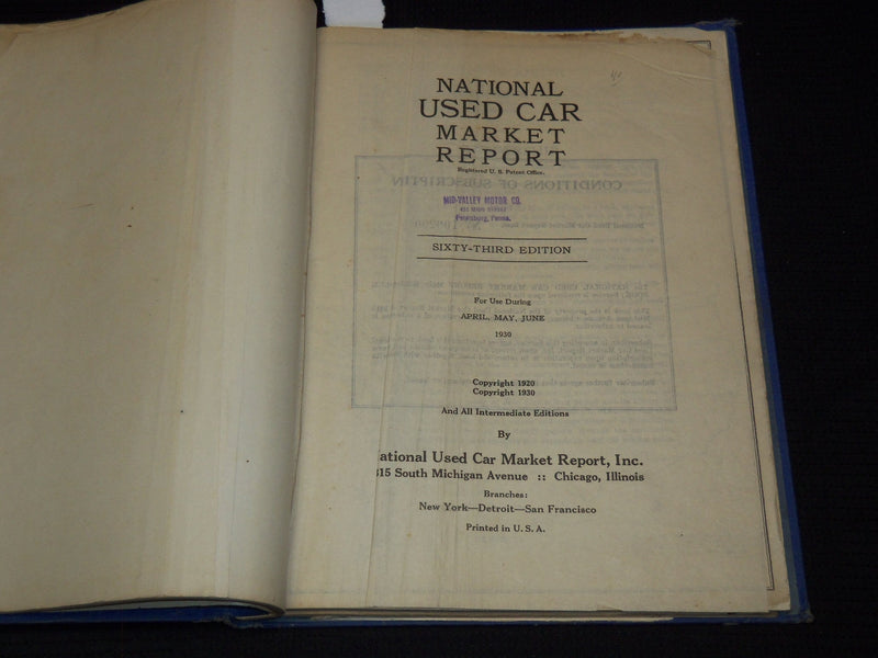 1929-1930 NATIONAL USED CAR MARKET REPORT - CHICAGO, IL - KD 7845