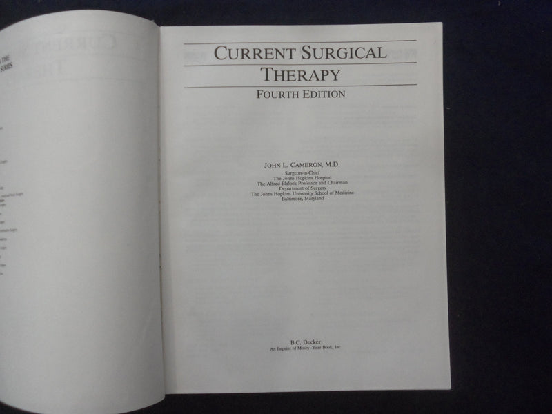 1992 CURRENT SURGICAL THERAPY HARDCOVER BOOK -4TH ED. -JOHN CAMERON MD.- KD 8894