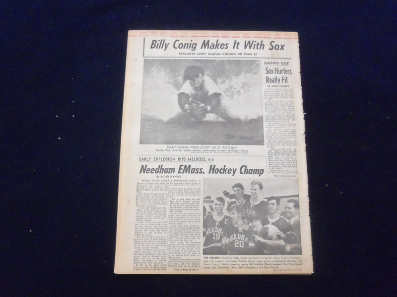 1969 MAR 18 BOSTON RECORD AMERICAN NEWSPAPER - COP SLAIN IN CAFE HOLDUP -NP 6334