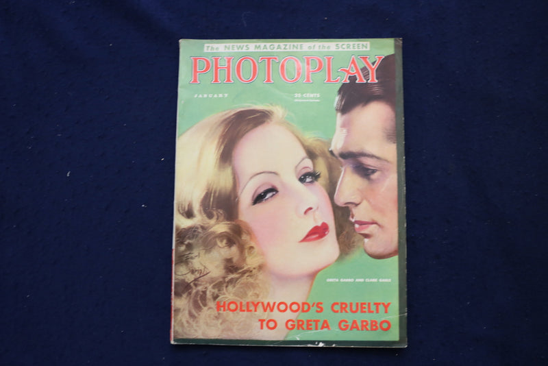 1932 JANUARY PHOTOPLAY MAGAZINE - GRETA GARBO & CLARK GABLE COVER - E 18458