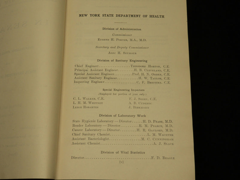1907 NY STATE DEPARTMENT OF HEALTH 28TH ANNUAL REPORT VOLUME NO. 2 - KD 5894