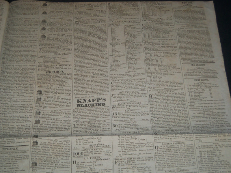 1826 NOVEMBER 3 NEW ENGLAND PALLADIUM & COMMERCIAL ADVERTISER - NP 3979