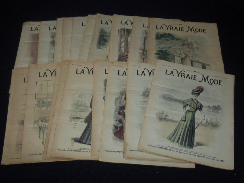 1906 LA VRAIE MODE FRENCH FASHION MAGAZINE LOT OF 22 ISSUES - O 3442G