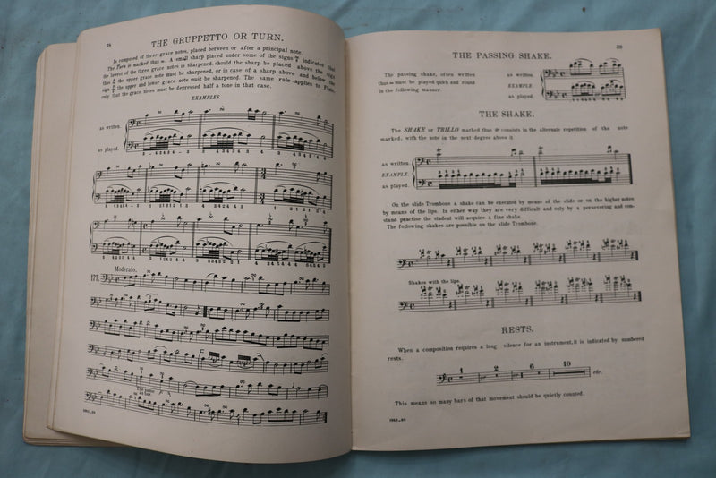 1890 OTTO LANGEY'S TUTORS CLARINET & SLIDE TROMBONE- LOT OF 2- SOFTCOVER- K 3384