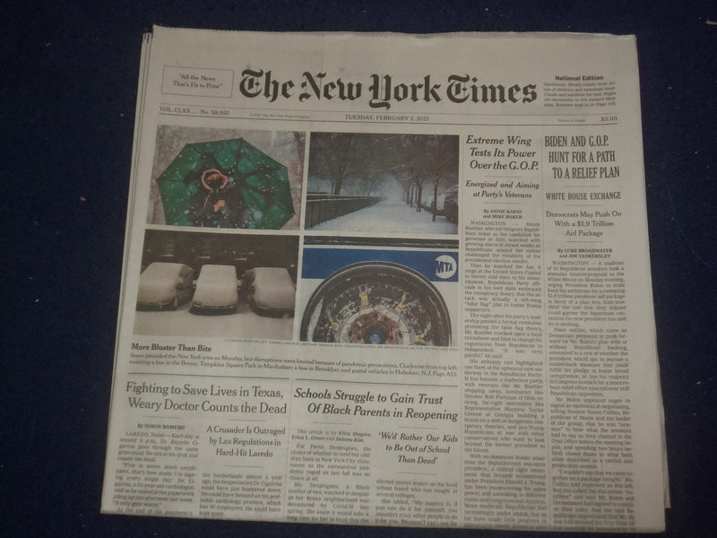2021 FEBRUARY 2 NEW YORK TIMES - BIDEN AND GOP HUNT FOR A PATH TO A RELIEF PLAN