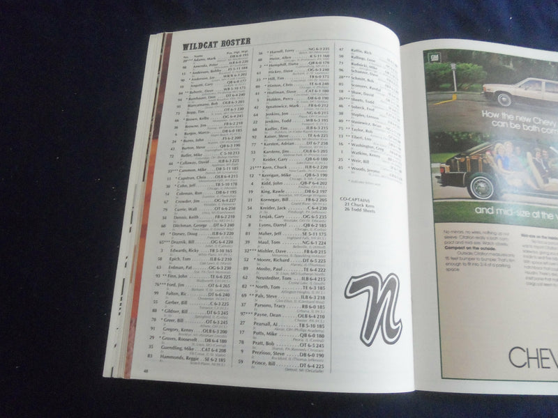 1980 OCTOBER 25 FOOTBALL PROGRAM - NORTHWESTERN UNIV VS INDIANA UNIV - SP 1217V