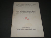 1949 JUNE 12 RUTGERS UNIVERSITY COMMENCEMENT PROGRAM - NEW JERSEY - J 2780