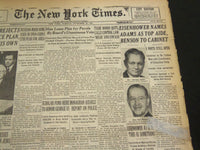 1952 NOV 25 NEW YORK TIMES - EISENHOWER NAMES ADAMS HISS LOSES PLEA - NT 4595