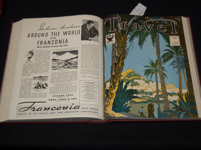 1933 JANUARY-DECEMBER TRAVEL MAGAZINE BOUND VOLUME - GREAT COVERS - KD 2131