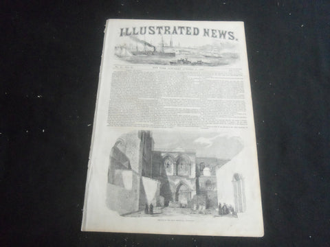 1853 OCTOBER 15 ILLUSTRATED NEWS MAGAZINE - HOLY SEPULCHRE, JERUSALEM - B 5531T