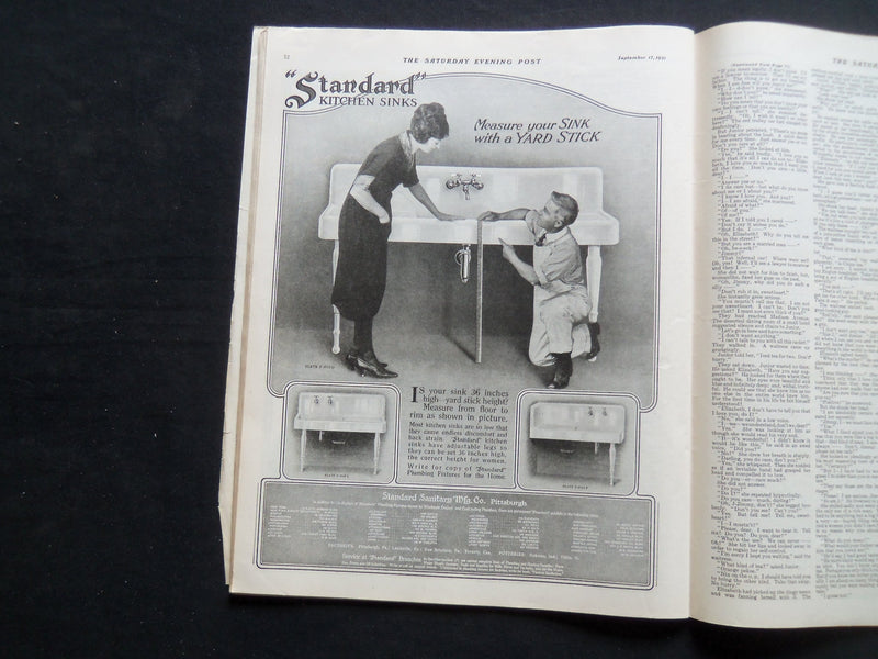 1921 SEPTEMBER 17 THE SATURDAY EVENING POST MAGAZINE - ILLUSTRATED COVER-SP 1123