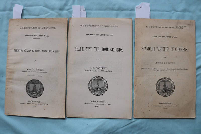 1904-1907 U.S. DEPT OF AGRICULTURE BULLETINS - LOT OF 3 - SOFTCOVER - K 3254