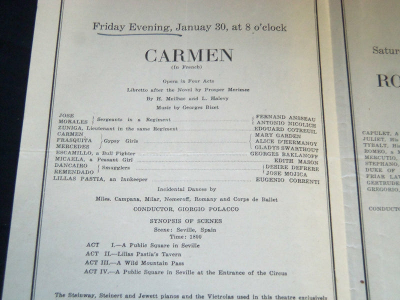 1924-1926 BOSTON OPERA HOUSE PROGRAM LOT OF 3 - GARDEN - SWARTHOUT - J 4010