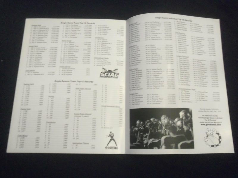 2011 UNIVERSITY OF REDLANDS FOOTBALL GAME NOTES - SP 1219E