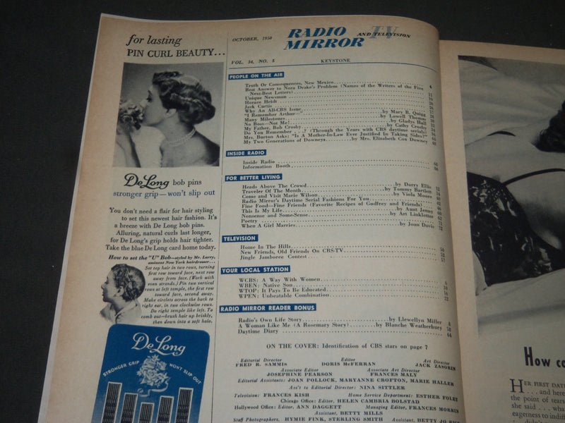 1950 OCTOBER RADIO AND TELEVISION MIRROR MAGAZINE - SPECIAL CBS ISSUE - ST 4996