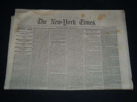 1865 JUNE 23 NEW YORK TIMES NEWSPAPER - RECONSTRUCTION - VIRGINIA - NP 3996