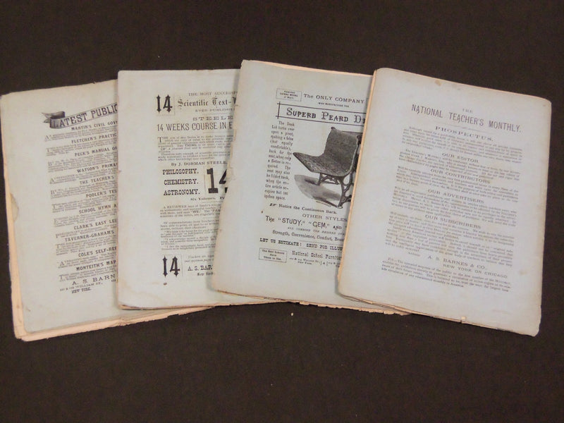 1874-1875 NATIONAL TEACHER'S MONTHLY MAGAZINE LOT OF 4 ISSUES - WR 438