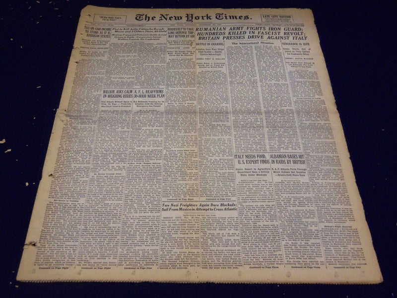 1940 NOVEMBER 30 NEW YORK TIMES - RUMANIAN ARMY FIGHTS IRON GUARD - NT 2494