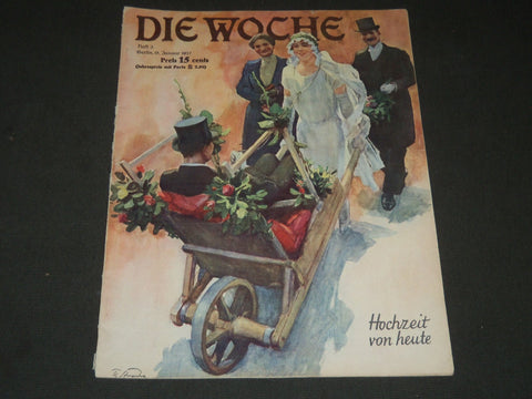 1927 JANUARY 15 DIE WOCHE GERMAN MAGAZINE - NICE ILLUSTRATED COVER - ST 4312