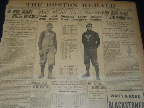 1906 NOVEMBER 24 THE BOSTON HERALD - HARVARD - YALE RUPTURE IMMINENT - BH 127
